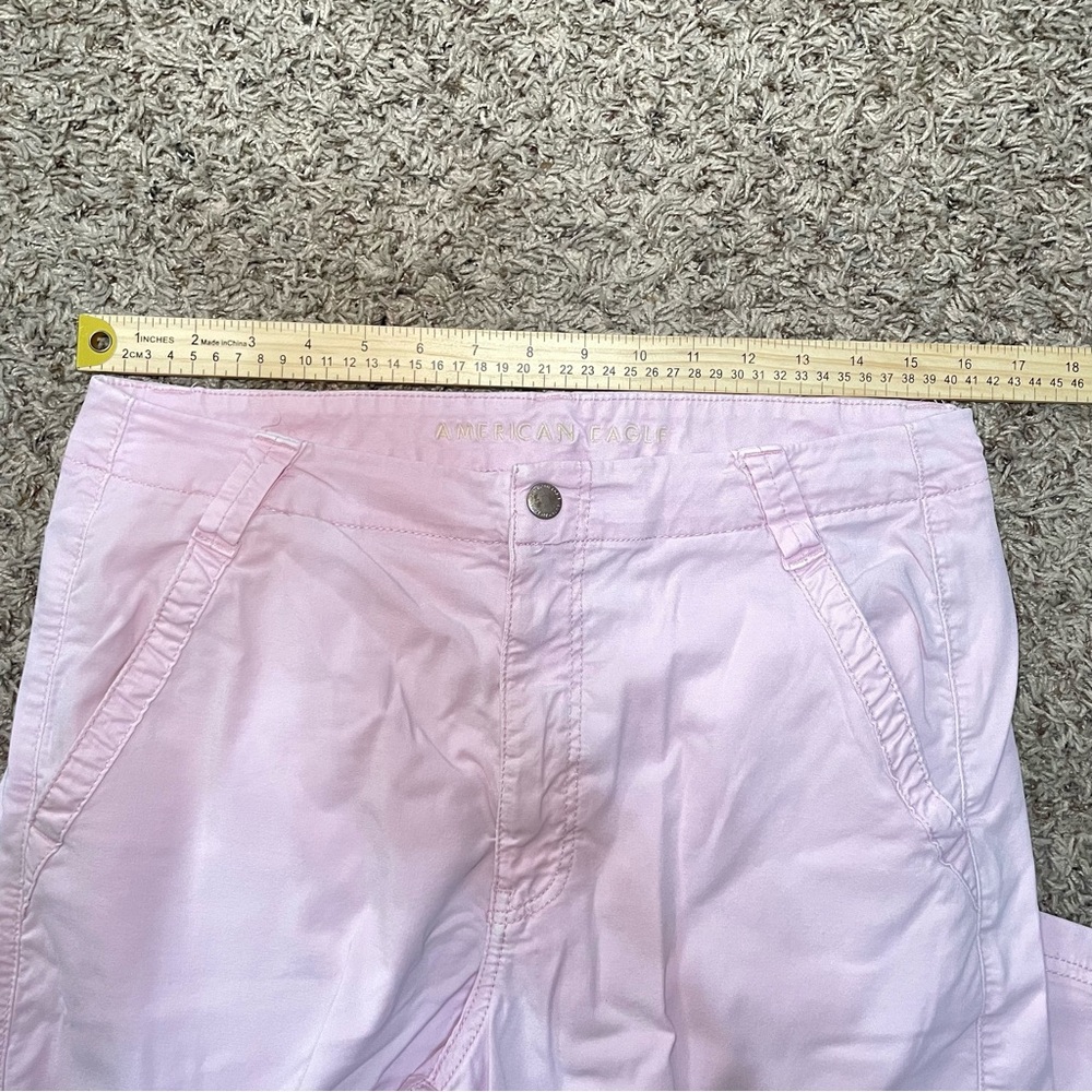 American Eagle Women's Super High Rise Baggy Wide Leg Cargo Pants 12 Short Pink - Picture 6 of 9